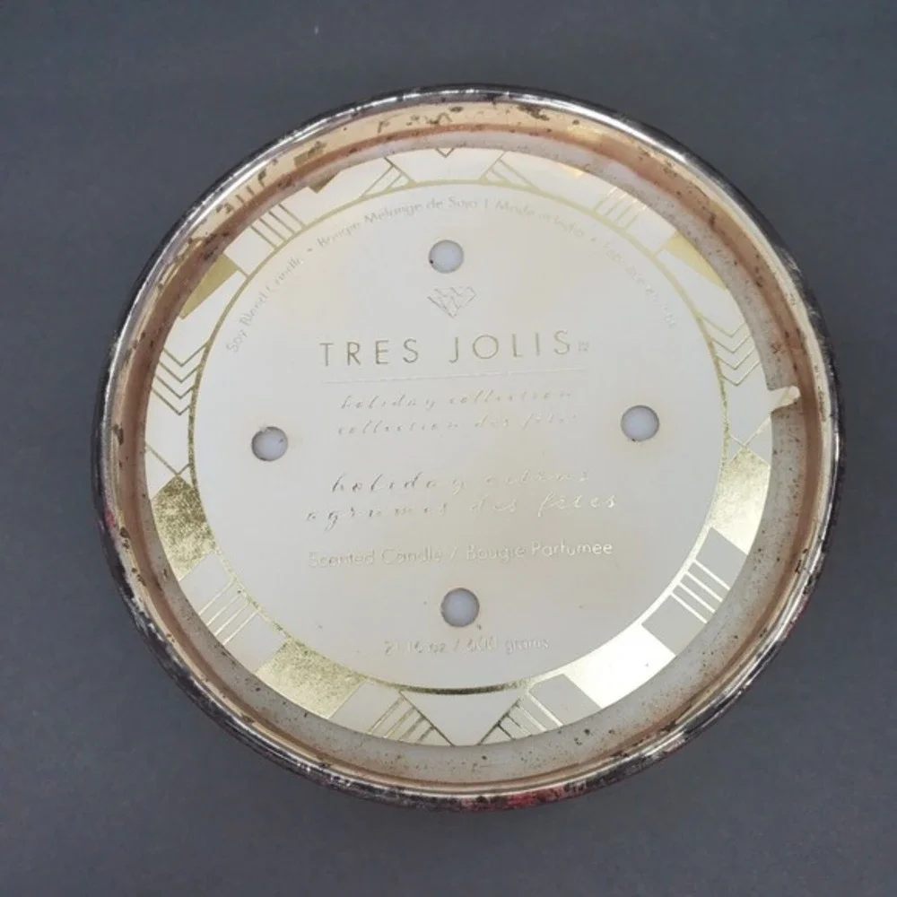 Tres Jolis Holiday Citrus 4-Wick Soy Blend Scented Candle 21.2 oz Red Glass Bowl